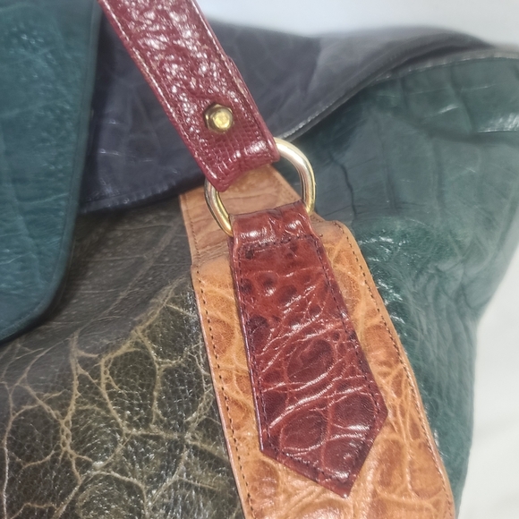 Sharif Vintage Large Multicolored Patchwork Boho Leather Tote Shoulder Bag Purse - Picture 15 of 16